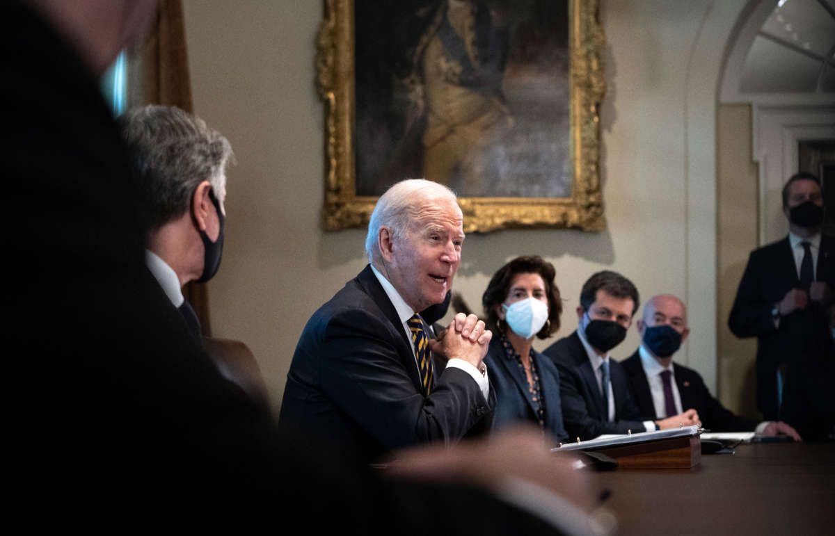 President Joe Biden speaks during a cabinet meeting in the Cabinet Room of the White House November 12, 2021, in Washington, D.C.