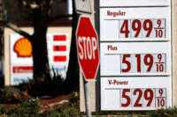 Gas prices over $5.00 per gallon are displayed at a Shell station on November 17, 2021, in Hercules, California.