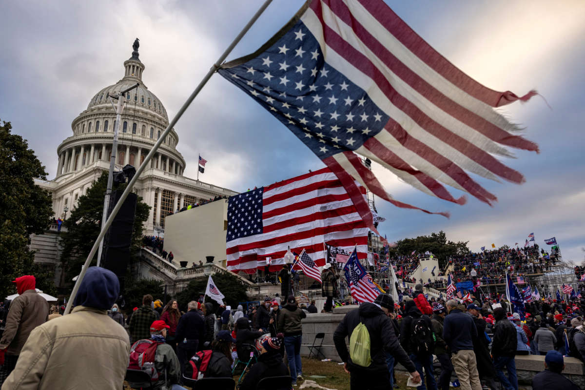 Trump supporters gather in front of the U.S. Capitol Building on January 6, 2021, in Washington, D.C.
