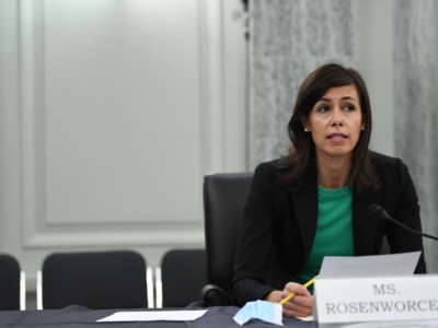 Federal Communication Commission Commissioner Jessica Rosenworcel testifies during an oversight hearing to examine the Federal Communications Commission on Capitol Hill on June 24, 2020, in Washington, D.C.