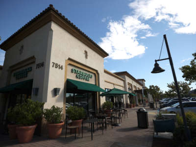 A view of a Starbucks store on October 29, 2021, in Novato, California.