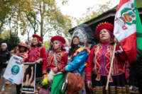 Indigenous elders stand in protest