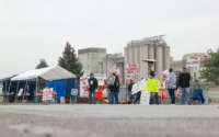Kellogg's Cereal plant workers demonstrate in front of the plant on October 7, 2021, in Battle Creek, Michigan.