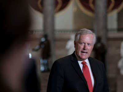 White House Chief of Staff Mark Meadows speaks to the press in Statuary Hall at the Capitol on August 22, 2020, in Washington, D.C.