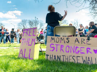 On May 5, 2019, formerly incarcerated organizer Monica Cosby speaks to at an annual Mother's Day vigil led by Moms United Against Violence and Incarceration outside of Cook County Jail in Chicago, Illinois.