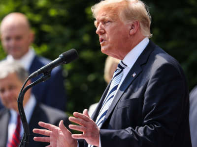 Former President Donald Trump speaks during a press conference at the Trump National Golf Club in Bedminster, New Jersey, on July 7, 2021.