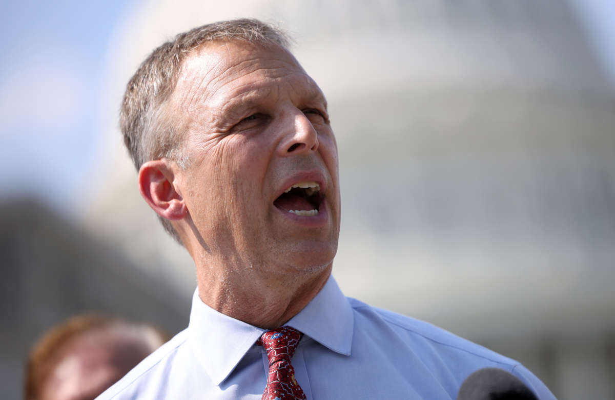 Rep. Scott Perry speaks at a news conference outside the Capitol Building on August 23, 2021, in Washington, D.C.