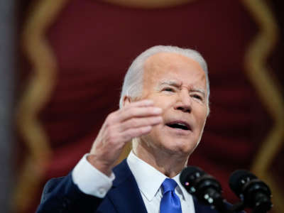 President Joe Biden delivers remarks during a ceremony in Statuary Hall at the U.S. Capitol on January 6, 2022, in Washington, D.C.