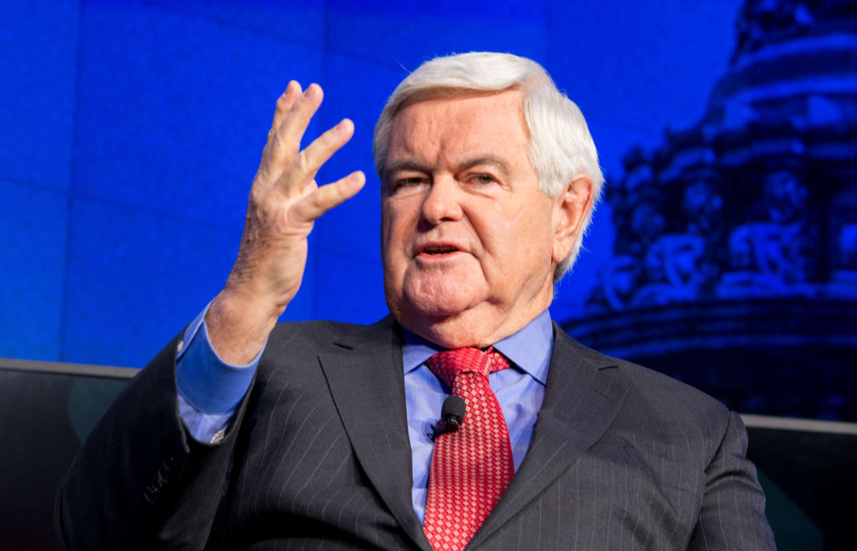 Newt Gingrich speaks during an interview on Daily 202 live with James Hohmann in Washington, D.C., on December 16, 2016.