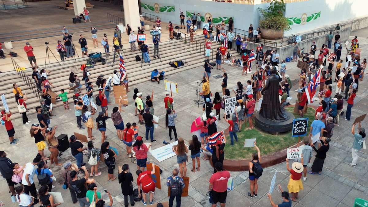 A protest organized by O’ahu Water Protectors.