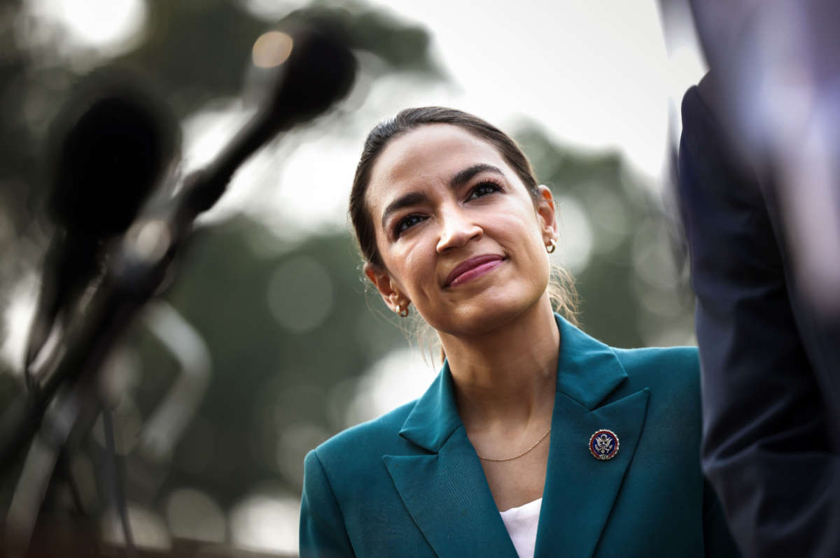 Rep. Alexandria Ocasio-Cortez attends a press conference outside of the U.S. Capitol on July 20, 2021, in Washington, D.C.
