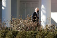 President Joe Biden departs the West Wing to go to Marine One on the South Lawn of the White House on February 11, 2022 in Washington, D.C.