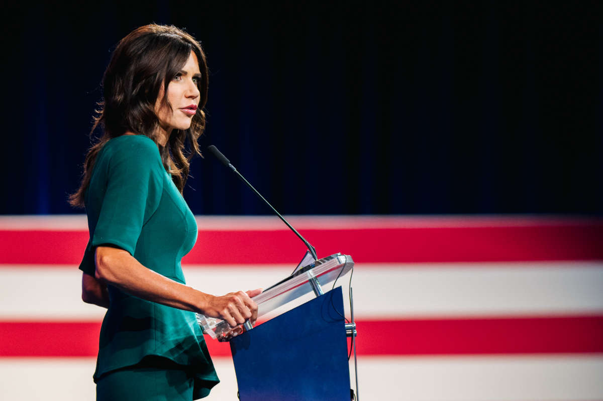 South Dakota Gov. Kristi Noem speaks during the Conservative Political Action Conference (CPAC) on July 11, 2021, in Dallas, Texas.