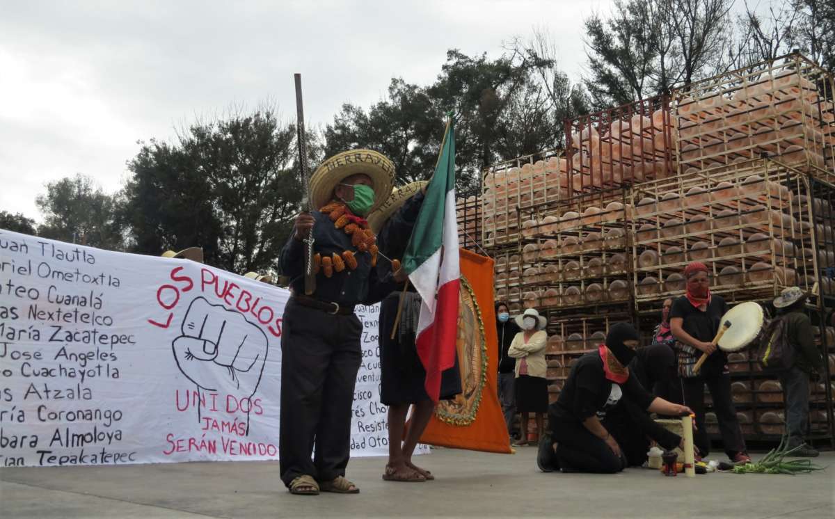 Indigenous activists take over the Bonafont water bottling plant in August 2021.