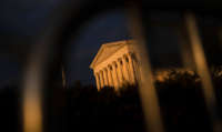 A view of the U.S. Supreme Court at sunset on November 29, 2021, in Washington, D.C.