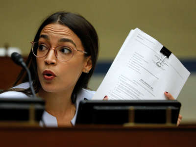 Rep. Alexandria Ocasio-Cortez asks a question during a hearing in the Rayburn House Office Building on August 24, 2020, on Capitol Hill in Washington, D.C.