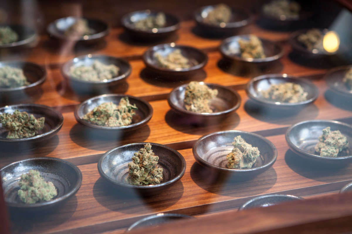 Marijuana on display at a dispensary in Portland, Oregon.