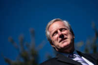 White House Chief of Staff Mark Meadows speaks to reporters outside the West Wing of the White House on October 2, 2020, in Washington, D.C.