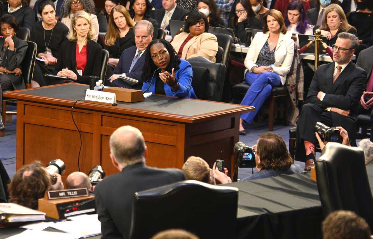Supreme Court nominee Judge Ketanji Brown Jackson speaks during her confirmation hearing before the Senate Judiciary Committee in the Hart Senate Office Building on Capitol Hill in Washington, D.C., on March 23, 2022.