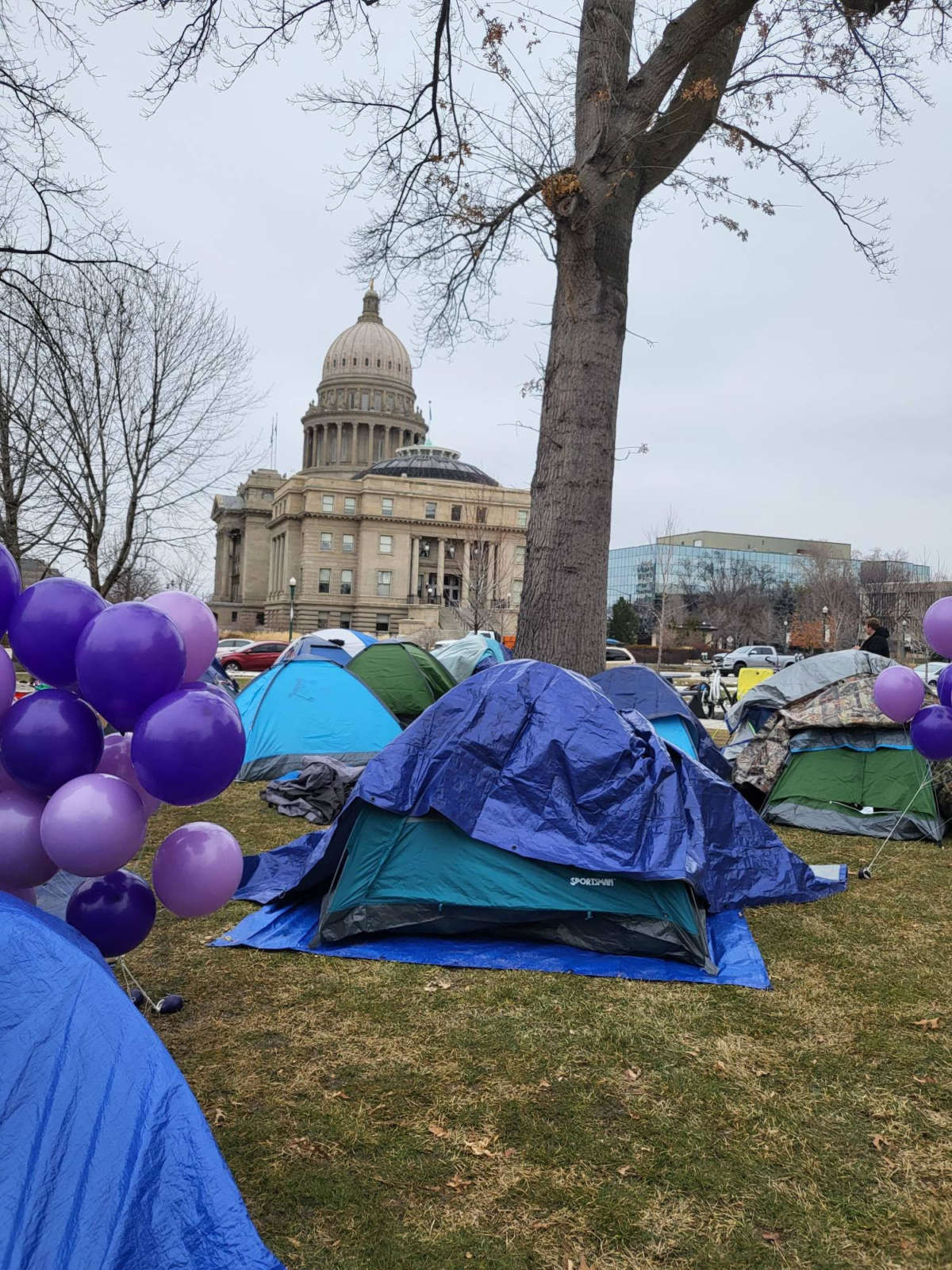 Organizers and members of the unhoused have occupied the State Capitol Mall in Boise, Idaho, for several weeks, in defiance of state police and far right counterprotests.