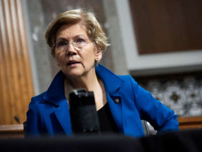 Sen. Elizabeth Warren attends a Senate Armed Services hearing on Capitol Hill on March 15, 2022, in Washington, D.C.