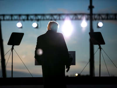 Former President Donald Trump speaks at a rally at The Farm at 95 on April 9, 2022, in Selma, North Carolina.