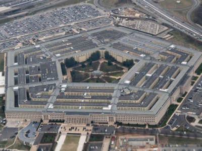 The Pentagon, as seen from an airplane over Washington, D.C., on February 19, 2020.