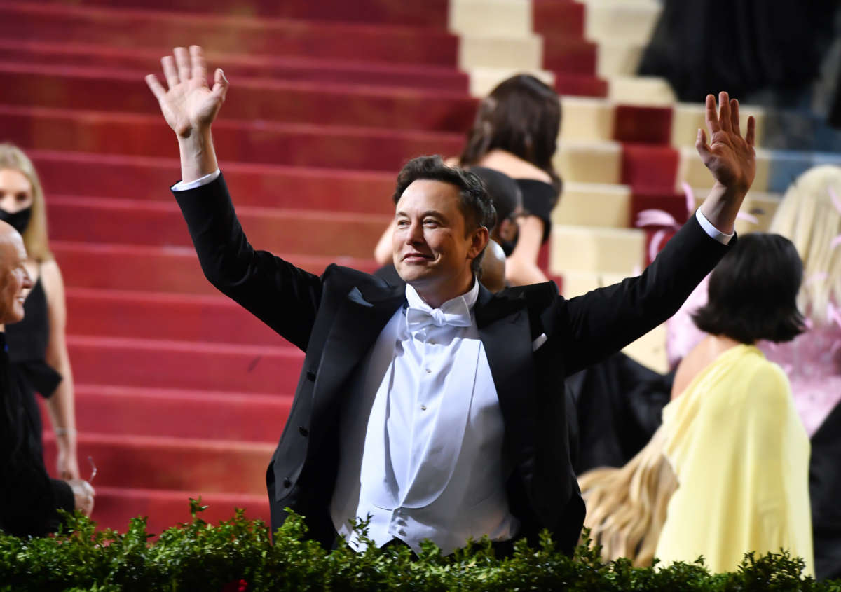 Elon Musk attends the the 2022 Met Gala at The Metropolitan Museum of Art on May 2, 2022, in New York City.