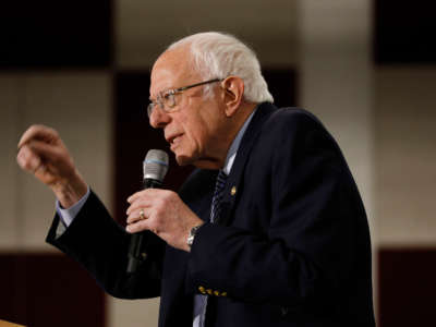 Sen. Bernie Sanders holds a campaign rally at Salina Intermediate School on March 7, 2020, in Dearborn, Michigan.