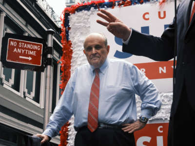 Former New York City Mayor Rudy Giuliani makes an appearance at a campaign event on June 21, 2021, in New York City.