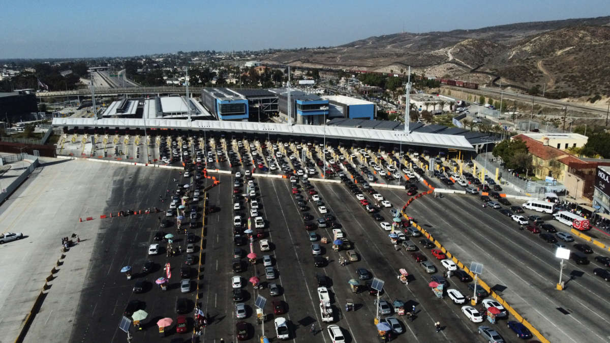 Panoramic image of the San Ysidro Port of Entry at the border between Tijuana, Mexico, and San Diego, United States, on November 8, 2021.