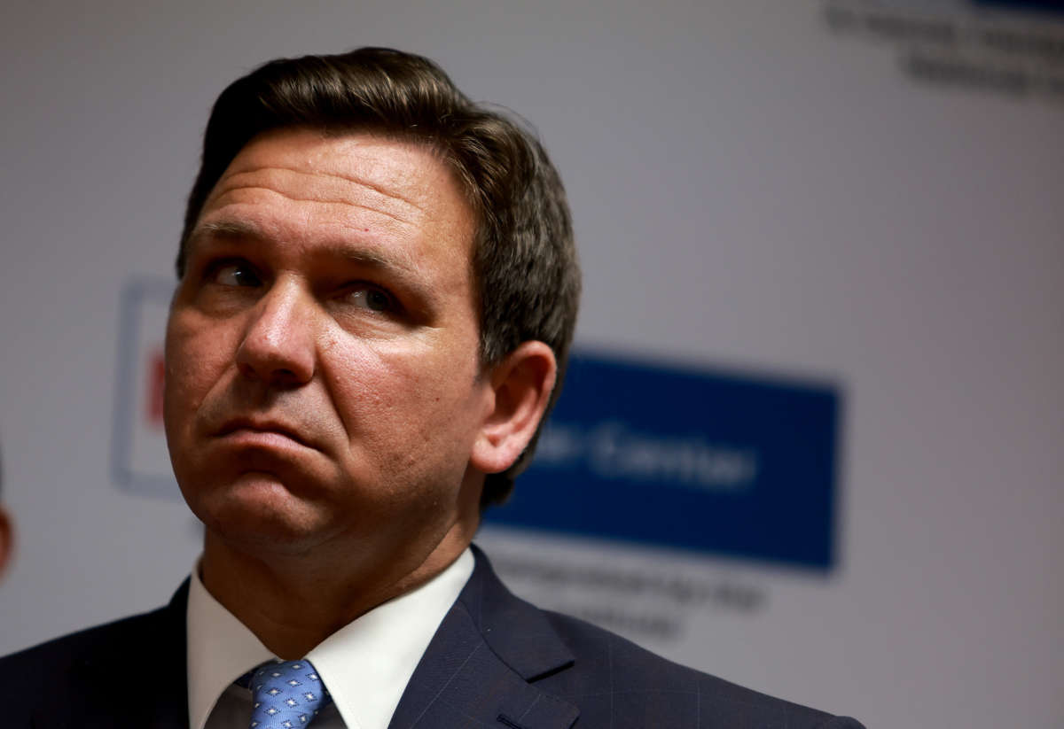 Florida Gov. Ron DeSantis speaks during a press conference at the University of Miami Health System Don Soffer Clinical Research Center on May 17, 2022, in Miami, Florida.