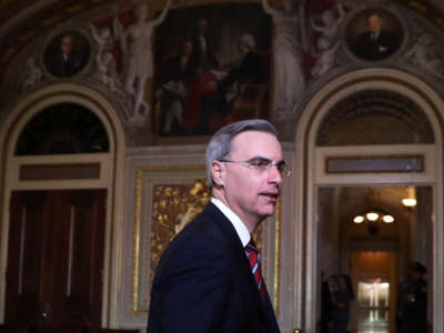 White House Counsel Pat Cipollone arrives at the U.S. Capitol on January 22, 2020, in Washington, D.C.