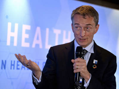 Intel's CEO Pat Gelsinger is pictured during the 'Chips for Health' event at the Grischa Hotel at the 2022 World Economic Forum Annual Meeting in Davos, Switzerland, on May 24, 2022.