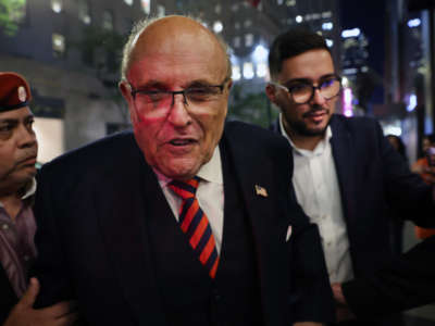 Rudy Giuliani appears at an election night watch party in Manhattan on June 28, 2022, in New York City.