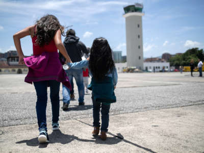 Guatemalan youth arrive on an ICE deportation flight from Brownsville, Texas, on August 29, 2019, to Guatemala City.