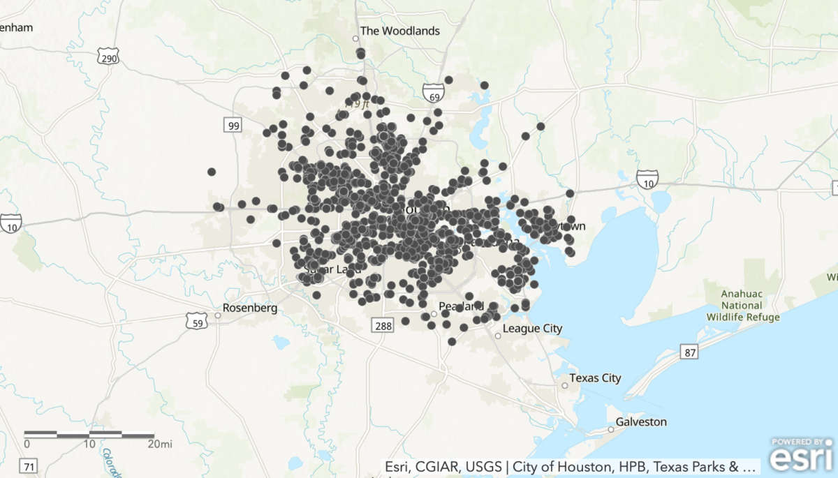 Harris County, Texas, home to Houston, has nearly 2,000 flood-prone sites where chemical manufacturing, petroleum refining, metal fabrication and other polluting industries once operated from 1950 to 2010.