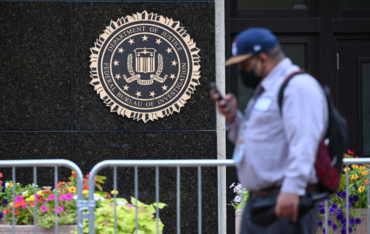 The seal of the Federal Bureau of Investigation is seen outside of its headquarters in Washington, D.C. on August 15, 2022.