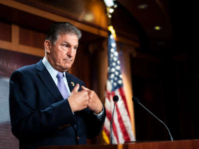 Sen. Joe Manchin speaks during a press conference on Capitol Hill on September 20, 2022, in Washington, D.C.