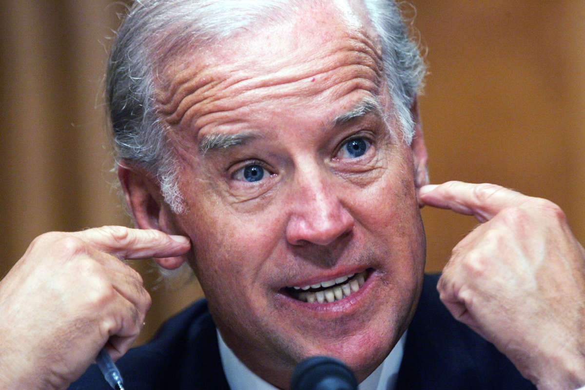 Joe Biden aggressively points at his own face