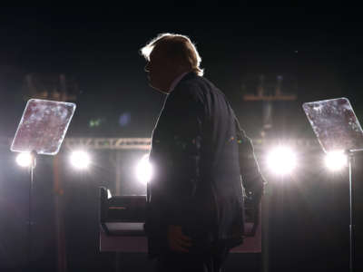 Former President Donald Trump speaks during a campaign rally at Minden-Tahoe Airport on October 8, 2022, in Minden, Nevada.