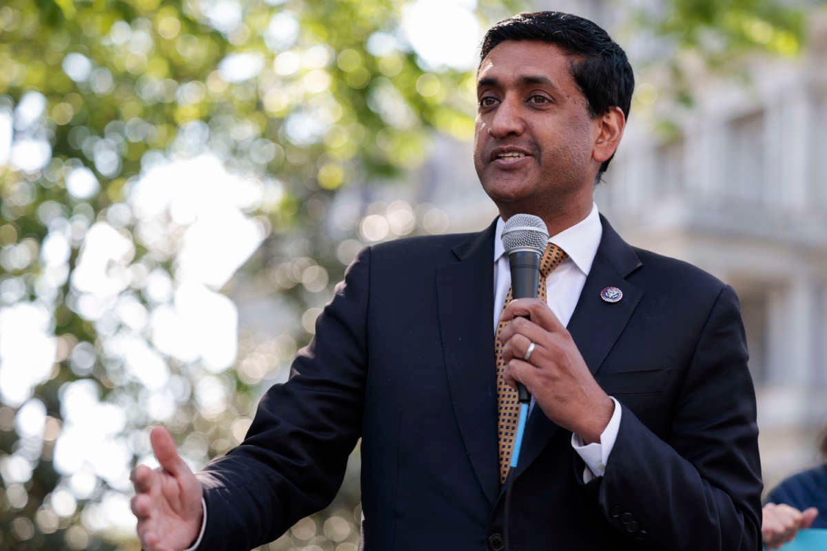 Rep. Ro Khanna speaks at a rally near the White House on April 27, 2022, in Washington, D.C.