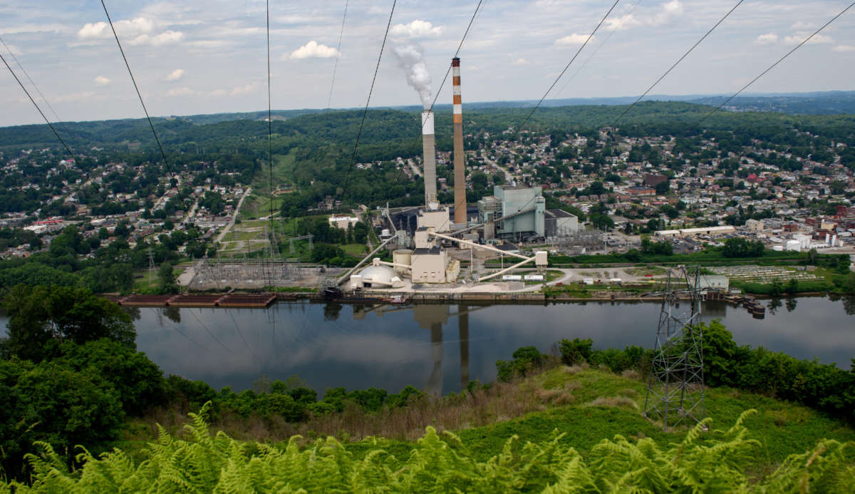GenOn's Cheswick Power Station along the Allegheny River burns coal on June 7, 2021, about 15 miles northeast of Pittsburgh in Cheswick, Pennsylvania.