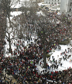 Wisconsin Crowds Swell to 30,000; Key GOP Legislators Waver