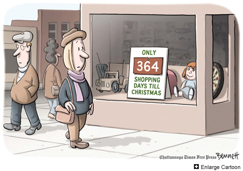 Shopping, cartoon by Clay Bennett