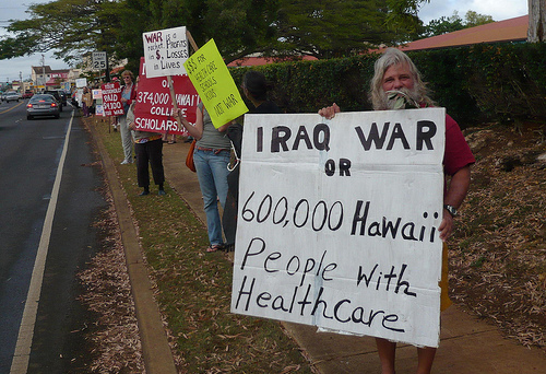 An anti-war protest in Lihue in 2008