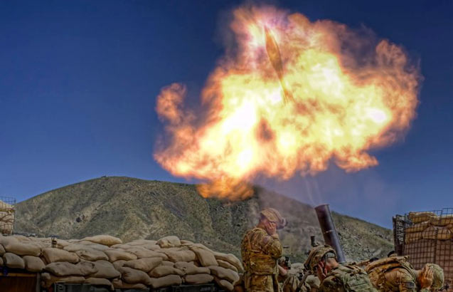 Mortar fire in Afghanistan