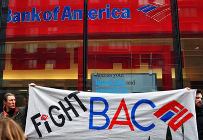 Occupy Wall Street targets Bank of America with a rally and march, New York City, March 15, 2012.