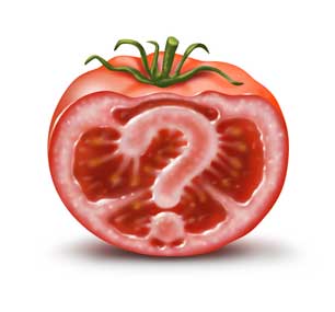 Question mark in tomato