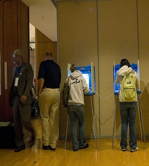 Voters at booths